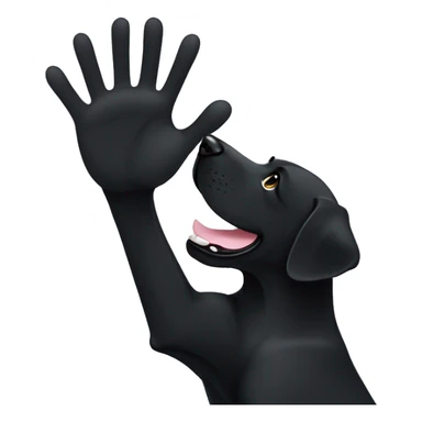 black labrador makes high five with his paw, only the upper body is visible sticker