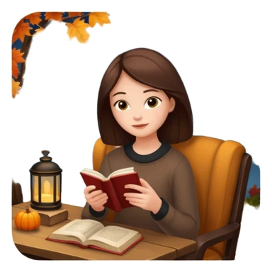🍁☕📖 Cozy autumn evening with a warm coffee and a book sticker
