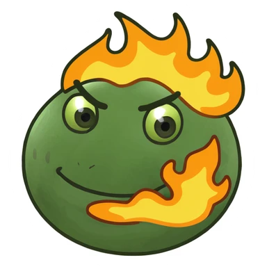 Green fire emoticon emoji sticker