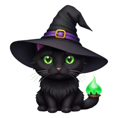 black cat with witch hat sticker