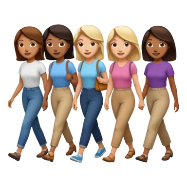 6 women interviewee walking side of face sticker