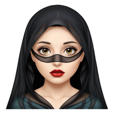 Female figure lifting sheer black veil from her lips, forbidden intimacy sticker