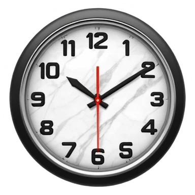 White marble effect Clock with outline sticker