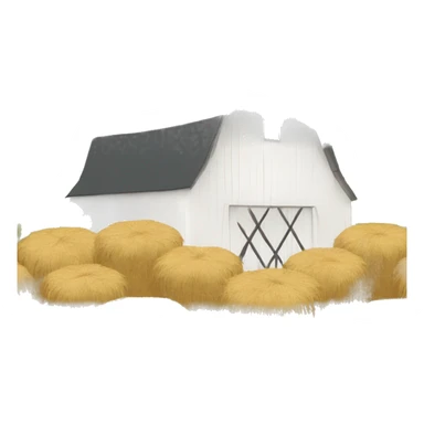 White barn with haystacks on top  sticker