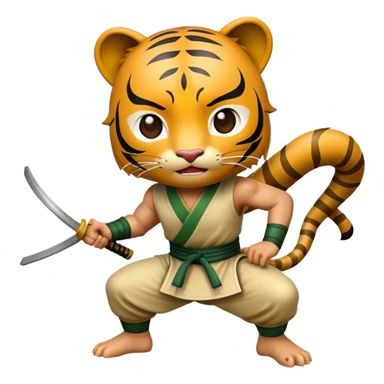 Cinematic Realistic Crouching Tiger, Hidden Dragon Pop Culture Emoji, showcasing a mystical portrayal of ancient martial arts rendered with dynamic textures and epic lighting. sticker