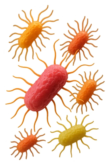 EMOJI STILE IPHONE 3D DI batteri intestinali che fluttuano in aria E FALLO MOLTO REALISTICO IN 3D sticker