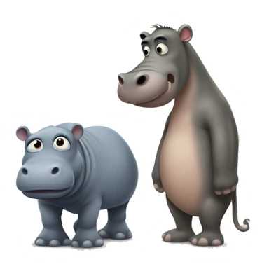 Hippo and mokey sticker