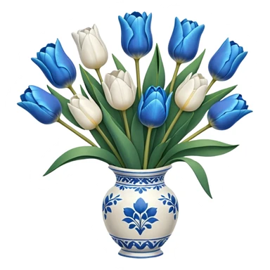 Blue and white tulip bouquet  sticker