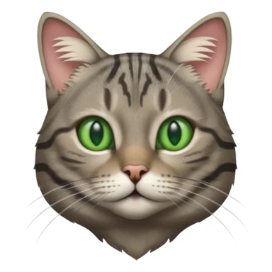 A high-resolution photo-realistic digital illustration of a grey tabby cat, chest upward sticker