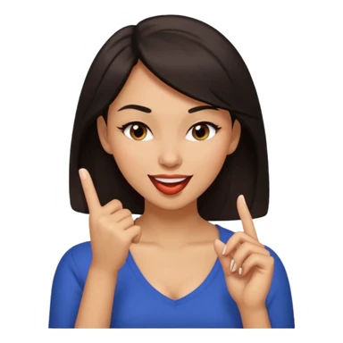 black slighty browin hair light brown skin woman, flirtatious gesture, biting her finger and winking emoji sticker