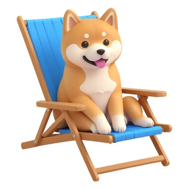 shiba inu in beach chair sticker