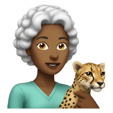 mother holding a snail with a cheetahs head sticker