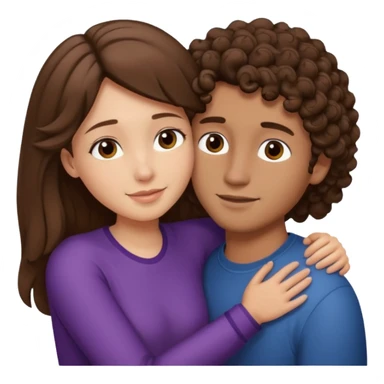 Girl with long straight brown hair hugging a guy with short curly brown hair sticker