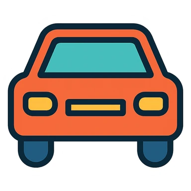car, lineal color outlined icon style, black outlines with color fill, modern, friendly sticker