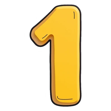 Number 1 on a yellow volumetric background sticker