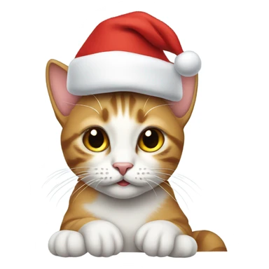 Cat wearing Santa hat  sticker