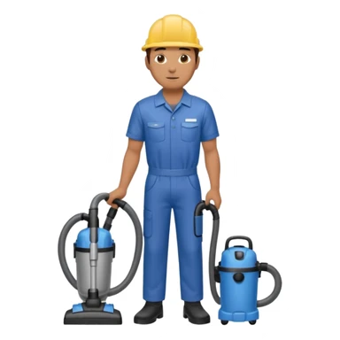 técnico de limpieza hombre sujetando una aspiradora de agua (medio cuerpo) sticker