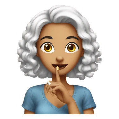 Beautiful girl with a funny nail sticker