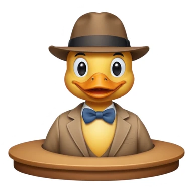 duck with a fedora, on a comedy stage, smiling sticker