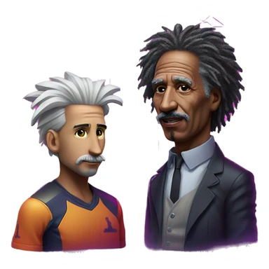 Cyberpunk Messi meets Synthwave Einstein  sticker