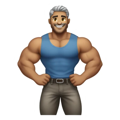 Muscular male with wolf dressing and cute smile sticker
