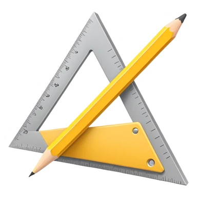A flat-style illustration of a triangular ruler and a pencil side by side, symbolizing structured learning and academic growth. Clean, modern, cartoon style, white background, iOS emoji aesthetic. sticker