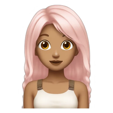 Cute girl aesthetic with light pink hairs and light brown top with white pants standing  sticker