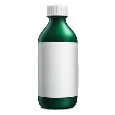 dark green liquid in bottle with white screw lid realistic soft textures sticker