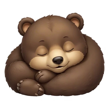 Meme-Worthy Cute Sleeping bear cub Portrait Emoji, Head resting peacefully with a contented smile, showcasing a massive, robust build and a luxuriously soft dark brown fur, eyes shut in a serene, restful nap, Simplified yet hilariously adorable features, highly detailed, glowing with a soft, drowsy light, high shine, relaxed and utterly lovable, stylized with an air of playful laziness, bright and heartwarming, soft glowing outline, capturing the essence of a comically sleepy bear cub, so meme-worthy it feels like it could instantly become the next viral sensation of adorable slumber! sticker