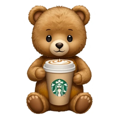 teddy bear with one cup of starbucks coffee sticker