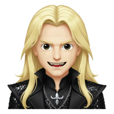 Alucard with long blonde hair, black sequin outfit sticker