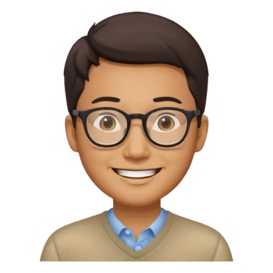 asian man wear glasses smile sticker