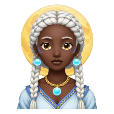 dark skin moon mystic woman white braids glowing orb sticker