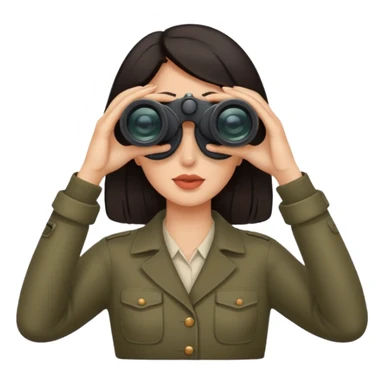a woman with dark hair looking into binoculars sticker