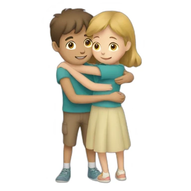 Boy and girl hug sticker