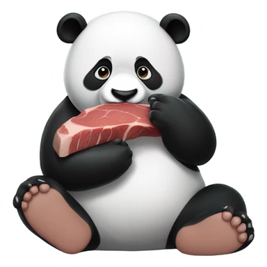 Panda eating steak sticker