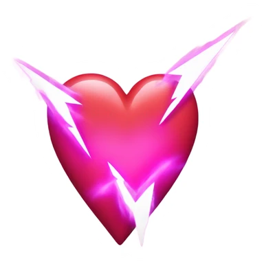 Pink Heart with red and white lightning bolts sticker