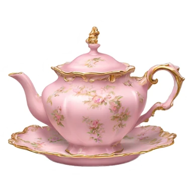 vintage rococo light pink tea set  sticker