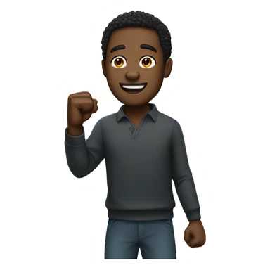 black man putting fist up cheering sticker