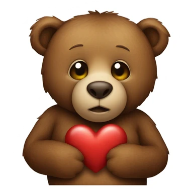 brown stuffed bear holding a heart sticker