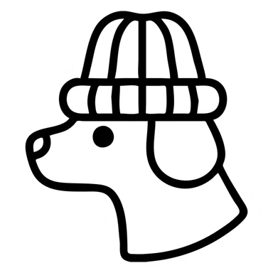 A dog in a cap sticker