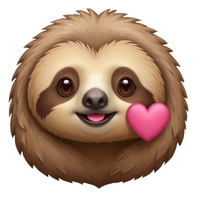 A sloth acting cute with heart shape emojis in the background sticker