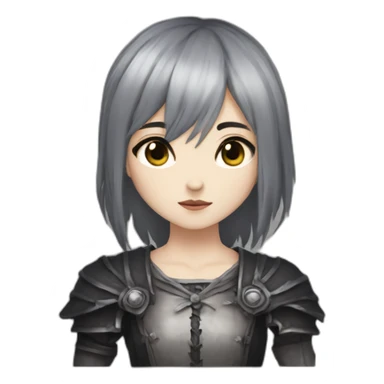 goth,girl,ash color hair,dark-souls,long,adorable,thin face,reddish eyes sticker