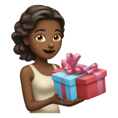 Brunette girl giving gifts sticker