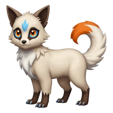 Dark dull blackish deep-Brown with Beige, Orange, And Blue Linoone-Absol-Trico-Hybrid (Full body) sticker