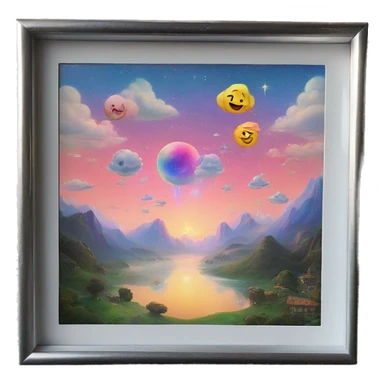 dreamland picture painting holographic in frame  sticker