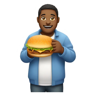 Fat person eating a burger sticker