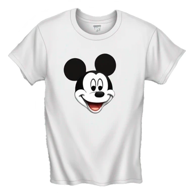 white t-shirt with Mickey head in hand drawn line style  sticker