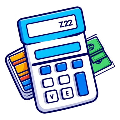calculator with price tags and trending charts sticker