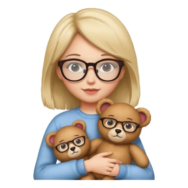 girl wearing glasses with teddy  sticker